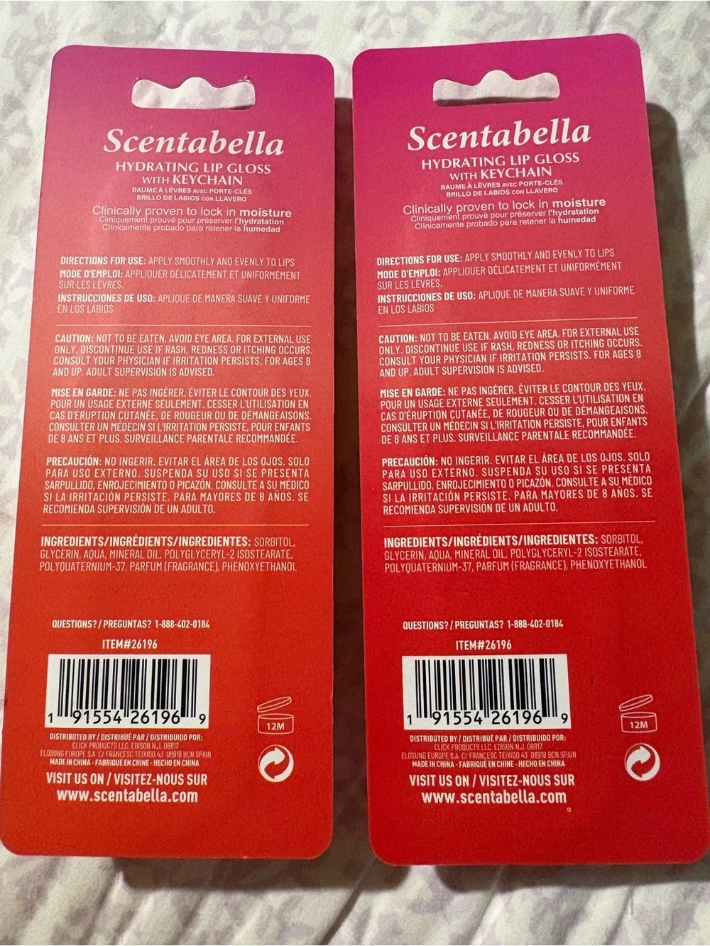 Abella Hydrating Lip Gloss Keychain Duo in Pistachio Green & Guava Pink